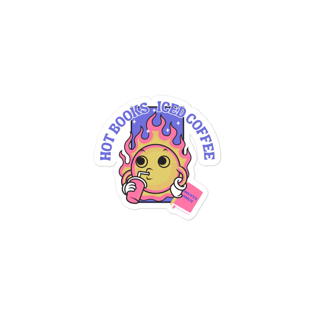 Hot Books Iced Coffee Sticker